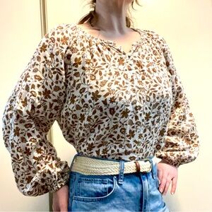 Boho Floral Print Cotton Women's Top